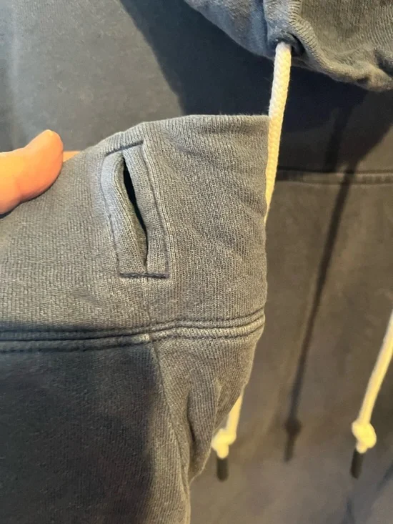 Ladies  Blue Pullover Hoodie Sweatshirt - Casual Drawstring Cowl Neck - Picture 3 of 7